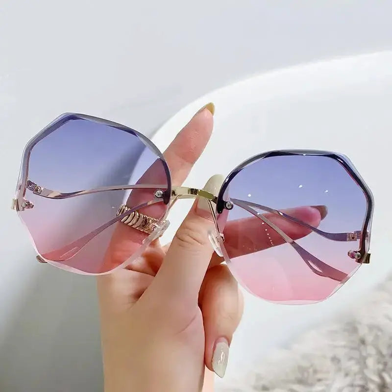 Cat Eye Sunglasses Rimless Polygon Collection Lightweight Metal Frames Exclusive Run