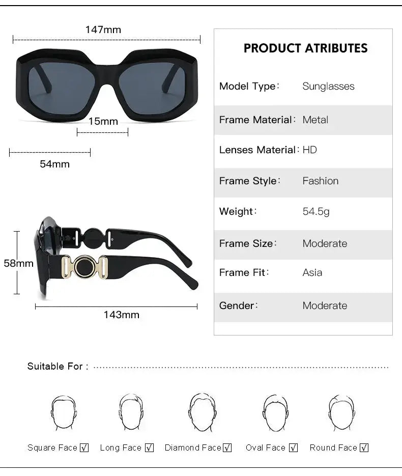 Oversized Rectangle Sunglasses – Vintage Frame by Adornity