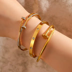 Elegant Nail Stainless Steel Stacked Bracelets for Women Luxurious Fashionable Jewelry for Parties Banquets by Hegichi