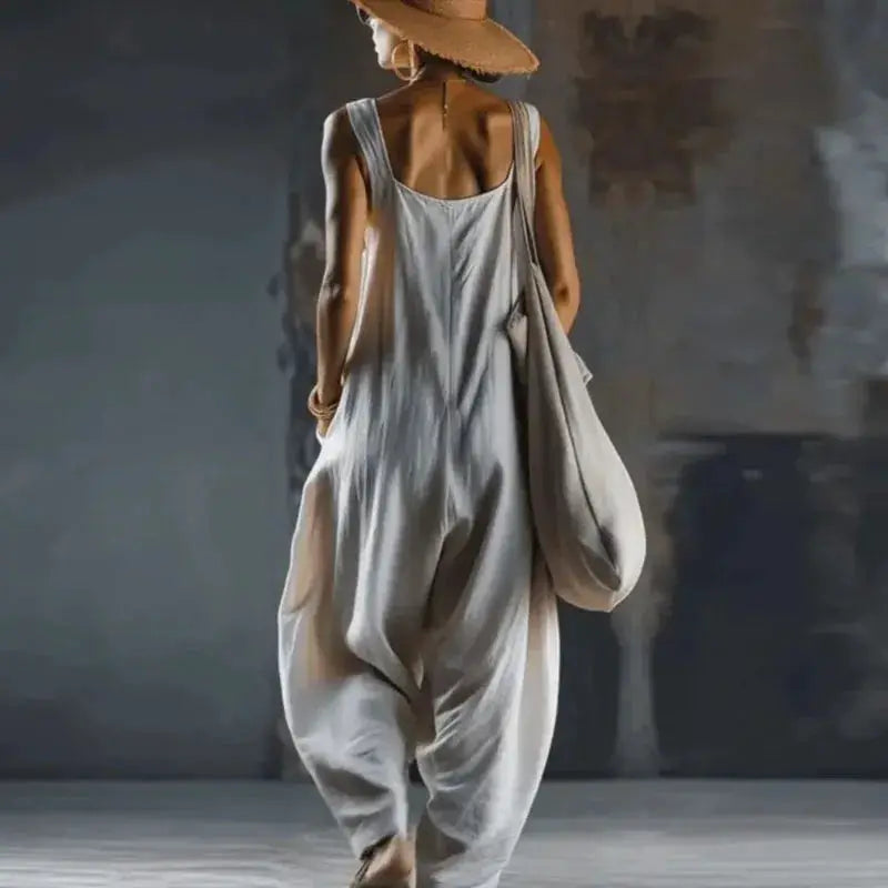 Women's Jumpsuits and Rompers 2026 Spring Sexy Square Collar Backless Chic Playsuit Summer Sleeveless Wide Leg Trousers Overalls by Adornity