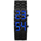 Fashion Mens Digital Lava Wrist Watch Men Black Full Metal Red Blue LED Display Watches Gifts for Male Boy Sport Creative Clock by Adornity