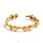 Yhpup 60mm Hot Style Stainless Steel Stars Moon Sun Universe Cuff Open Bracelet Bangle 18K Golden Plated Popular Wrist Jewelry by Adornity