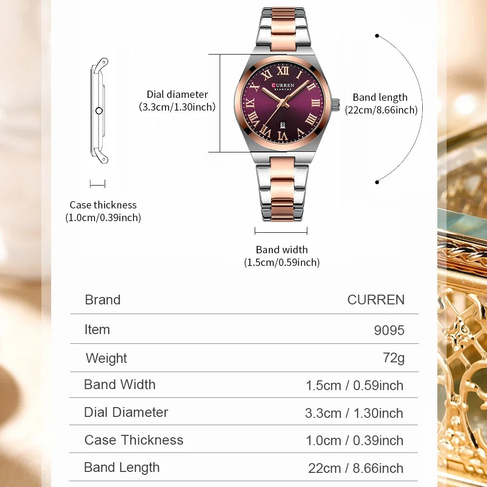 Women Stainless Steel Watch - Waterproof Analog Bracelet With Date Display by Adornity