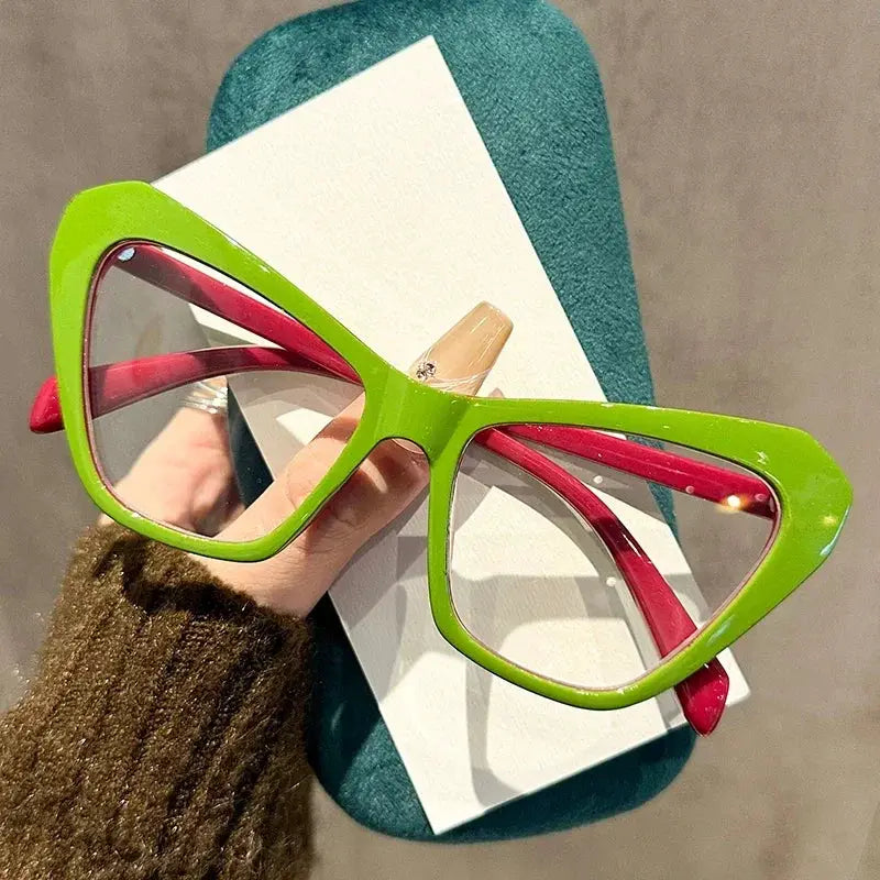 Oversized Cat Eye Glasses – Two-Tone Blue Light by Adornity