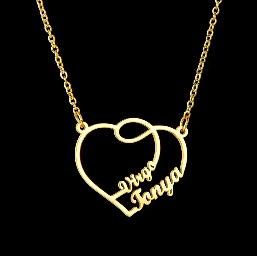 Atoztide Personalized Custom Rose Heart Name Necklaces for Women Stainless Steel Pendant Choker Link Chain Birthday Jewelry Gift by Hegichi