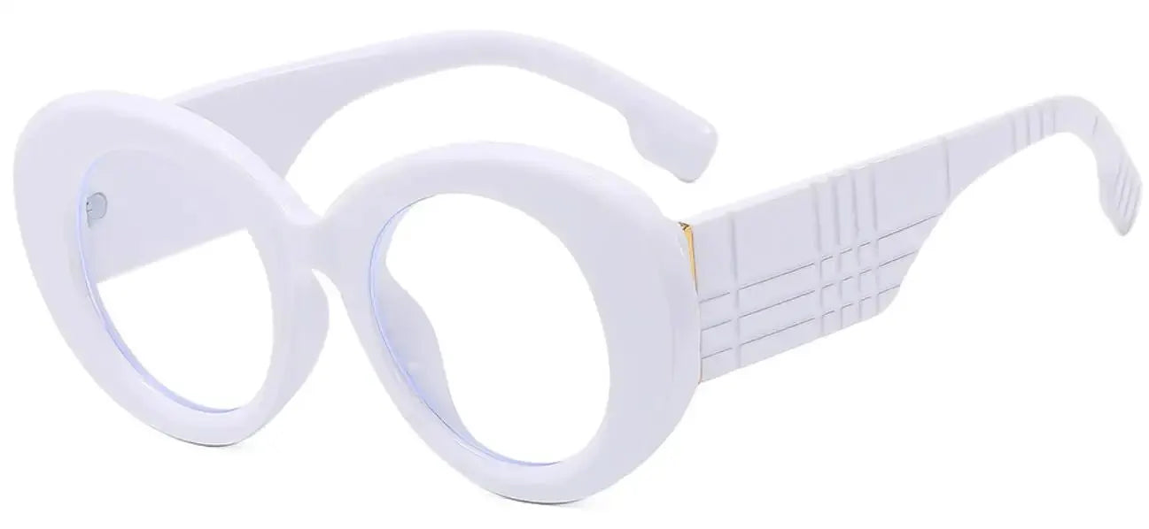 Stripe Yellow Anti Blue Light Reading Glasses For Women 2025 Luxury Brand Large Round Eyeglasses Frame Retro Transparent Glasses by Hegichi