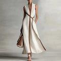 Casual Sleeveless V Neck A-Line Maxi Dresses Woman 2026 Spring Sexy Contrast Striped Print Long Dress Summer Vacation Boho Dress by Adornity