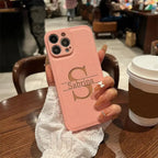 Personalized Customized Initials Name Case For iPhone 17 16 15 14 13 12 11 Pro Max Plus Big Letter Laser Engraving Leather Cover by Hegichi
