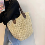 Summer Beach Bags For Women Handmade Rattan Woven Shoulder Bags Large Capacity Straw Bag Bohemian Casual Travel Handbag Totes by Hegichi