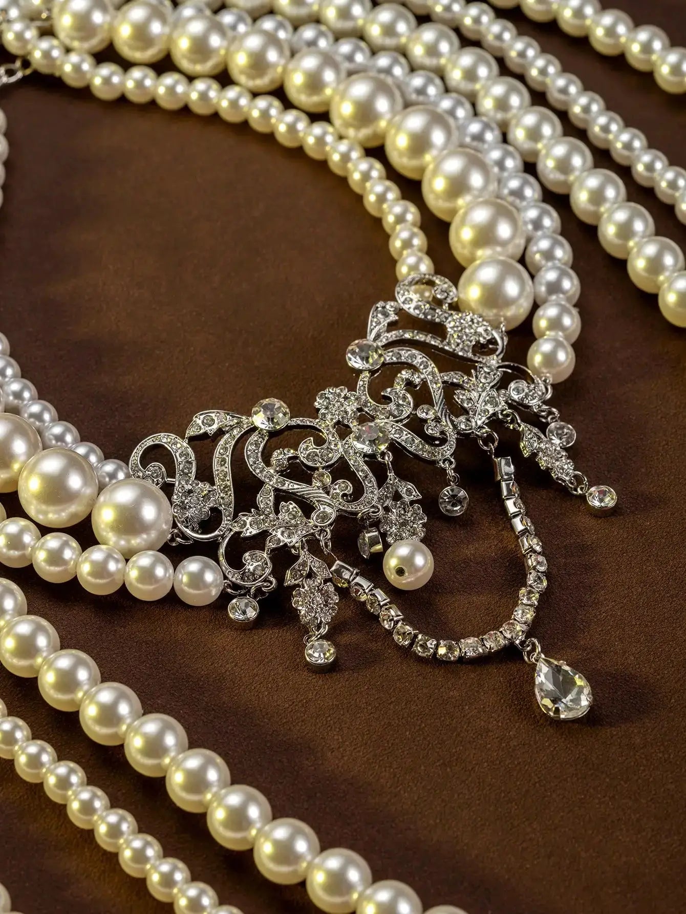 Vintage Bowknot Necklace – Multi-Layer Faux Pearl Long Fashion Jewelry by Adornity
