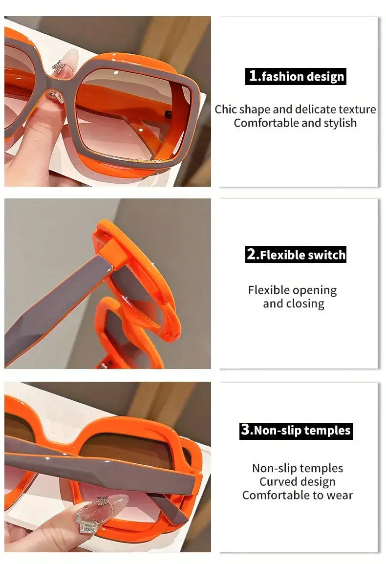 Geometric Square Sunglasses – Color Block UV400 by Adornity