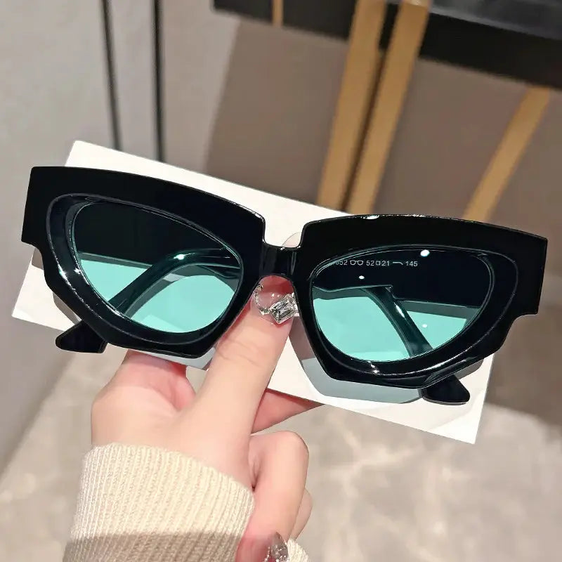 Glam Cat Eye Sunglasses – Thick Frame Gradient UV400 by Adornity