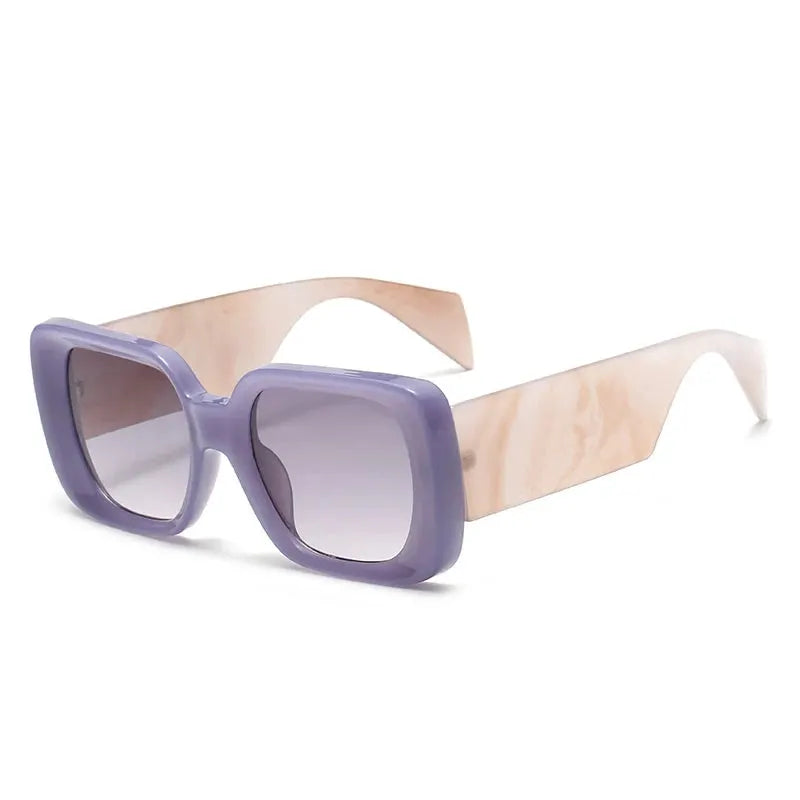 SO&EI Fashion Oversized Square Women Jelly Color Sunglasses Retro Pattern Wide Legs Men Gradient Shades UV400 Sun Glasses by Hegichi