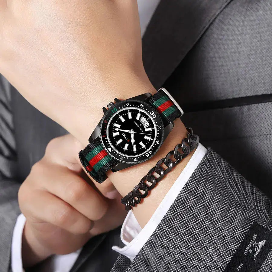 New fashionable men's nylon strap calendar watch, luxurious and simple business men's and women's night light quartz watch by Adornity