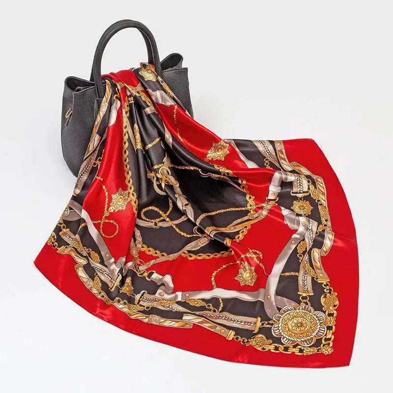Elegant Silk Square Scarf – Satin 90x90 cm by Adornity