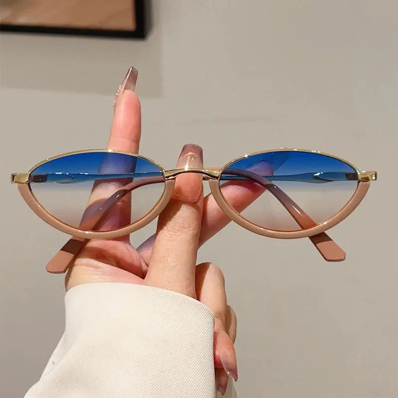 KAMMPT Oval Vintage Sunglasses Women Stylish Gradient Multi-color Casual Decor Shades 2025 New Trendy Brand Design Sun Glasses by Hegichi