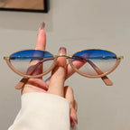 KAMMPT Oval Vintage Sunglasses Women Stylish Gradient Multi-color Casual Decor Shades 2025 New Trendy Brand Design Sun Glasses by Hegichi