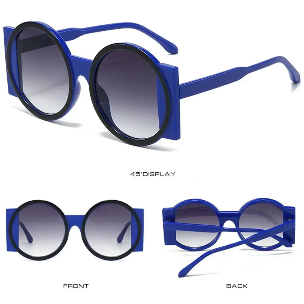 Fashion Oversized Round Sunglasses Women Contrast Color Shades UV400 Retro Unique Men Trending Gradient Cycling Sun Glasses by Hegichi