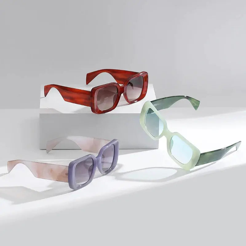 SO&EI Fashion Oversized Square Women Jelly Color Sunglasses Retro Pattern Wide Legs Men Gradient Shades UV400 Sun Glasses by Hegichi