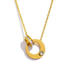 Dual Hoop Pendant Necklace for Women - Hypoallergenic Stainless Steel with Cubic Zirconia, Elegant Jewelry for Daily Wear &Gift by Adornity