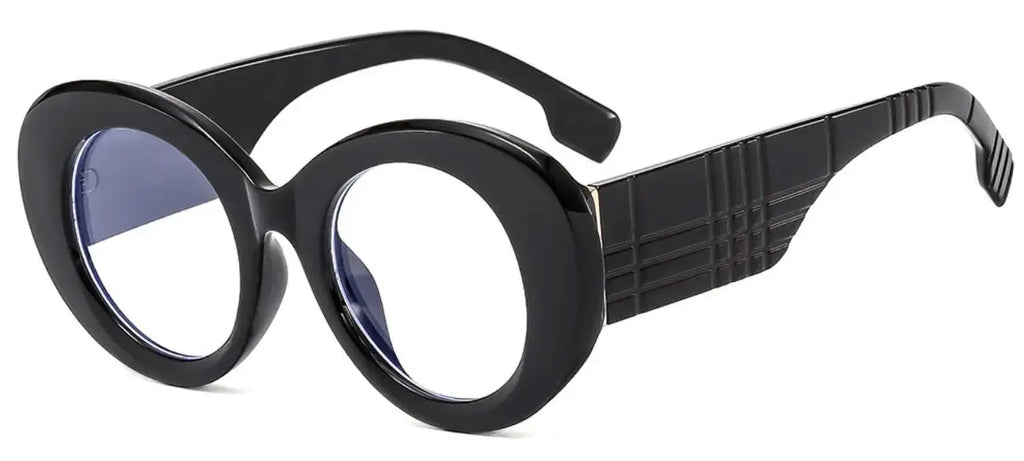 Stripe Yellow Anti Blue Light Reading Glasses For Women 2025 Luxury Brand Large Round Eyeglasses Frame Retro Transparent Glasses by Hegichi