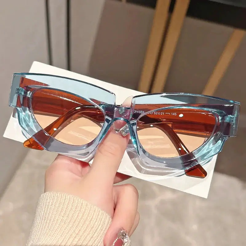 Glam Cat Eye Sunglasses – Thick Frame Gradient UV400 by Adornity