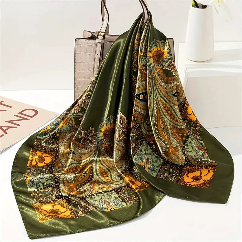 Elegant Silk Square Scarf – Satin 90x90 cm by Adornity