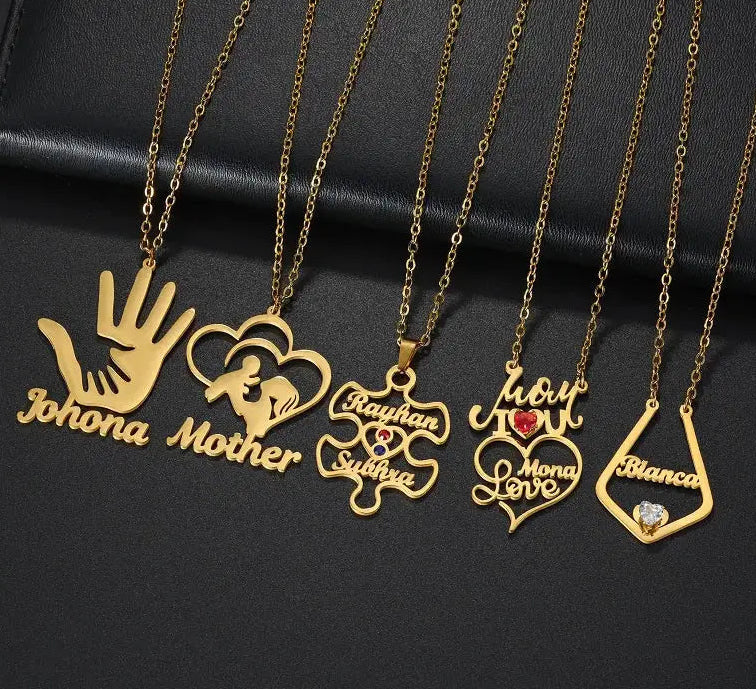 365 New Arrival Custom Name Necklace Personalized Stainless Steel Pendant Necklace for Women Mother Family Jewelry Birthday Gift by Hegichi