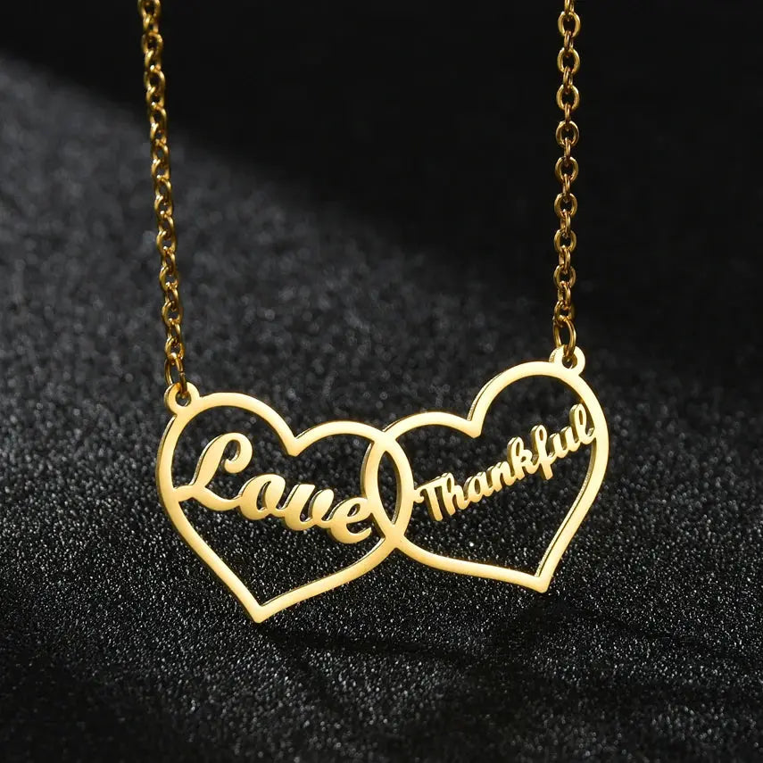 Atoztide Personalized Custom Rose Heart Name Necklaces for Women Stainless Steel Pendant Choker Link Chain Birthday Jewelry Gift by Hegichi