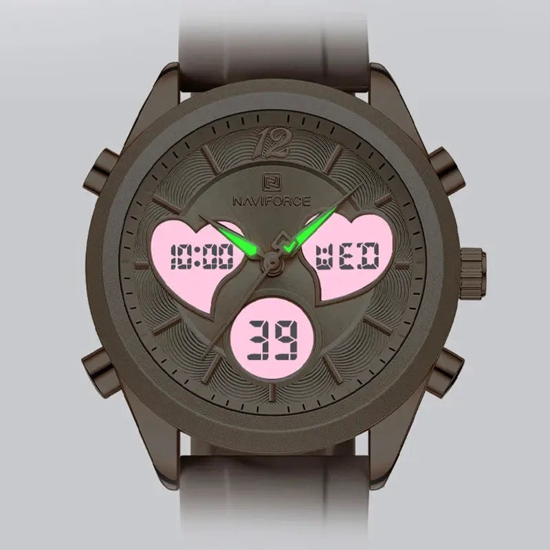 Heart Shape Watch – Dual Display Analog-Digital by Adornity