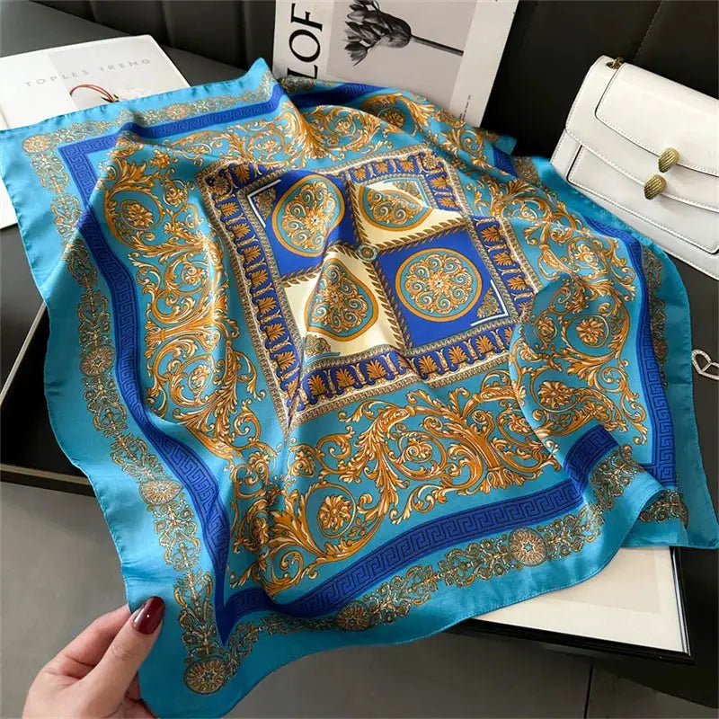 Riviera Plaid Silk Scarf – 70x70cm by Adornity