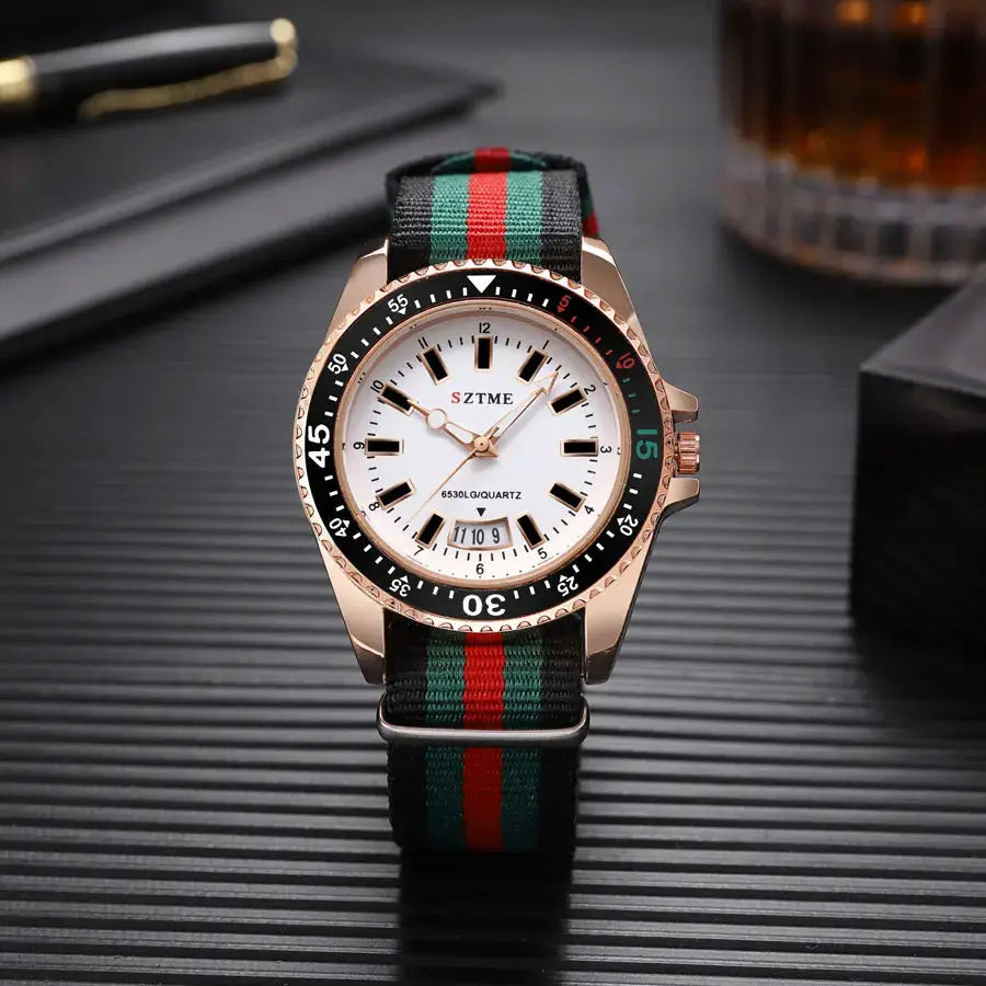 New fashionable men's nylon strap calendar watch, luxurious and simple business men's and women's night light quartz watch by Adornity