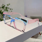 KAMMPT Fashion Colorful Stripe Oversize Glasses Stylish Brand Design Eyewear Personalized Square Decor Chic Frame for Women's by Adornity