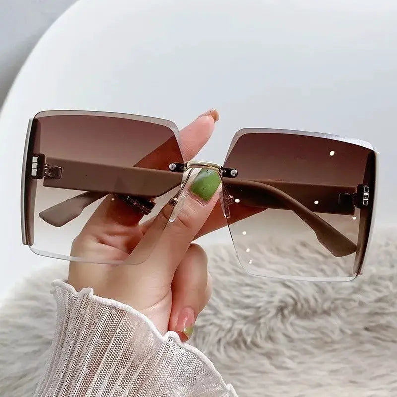 Black Square Sunglasses – Korean Style Classic Big Shades with UV Protection by Adornity
