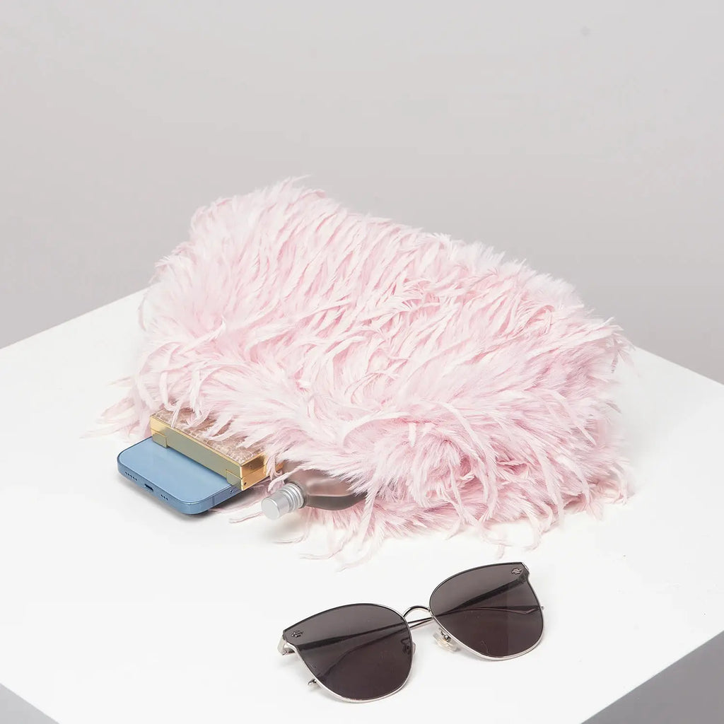 Dopamine-style clip bag, Y2K plush clutch bag, candy-colored women's purse, dinner dress clutch by Hegichi
