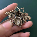 Vintage Bee Brooch - Pearl Crystal Rhinestone Metal Insect Pin Badge by Adornity