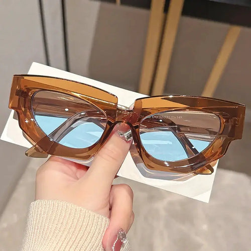 Glam Cat Eye Sunglasses – Thick Frame Gradient UV400 by Adornity