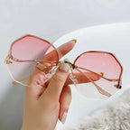 Rimless Sunglasses Geometric Polygon Frame Lightweight Metal Collection Exclusive Edition
