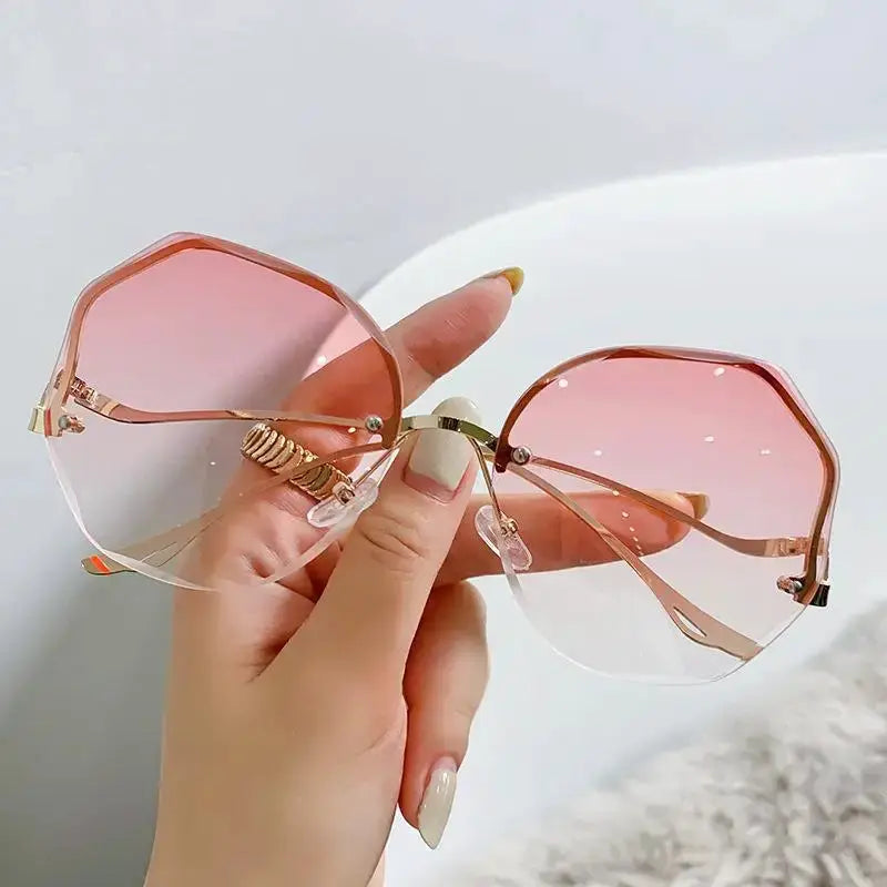 Cat Eye Sunglasses Rimless Polygon Collection Lightweight Metal Frames Exclusive Run
