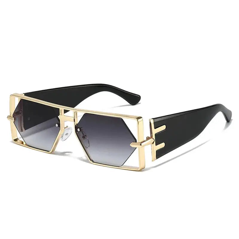 Steampunk Rectangle Sunglasses Women Men 2026 Luxury Hollow Metal Frame Sun Glasses Vintage Punk Hexagon Eyewear UV400 Shades by Hegichi