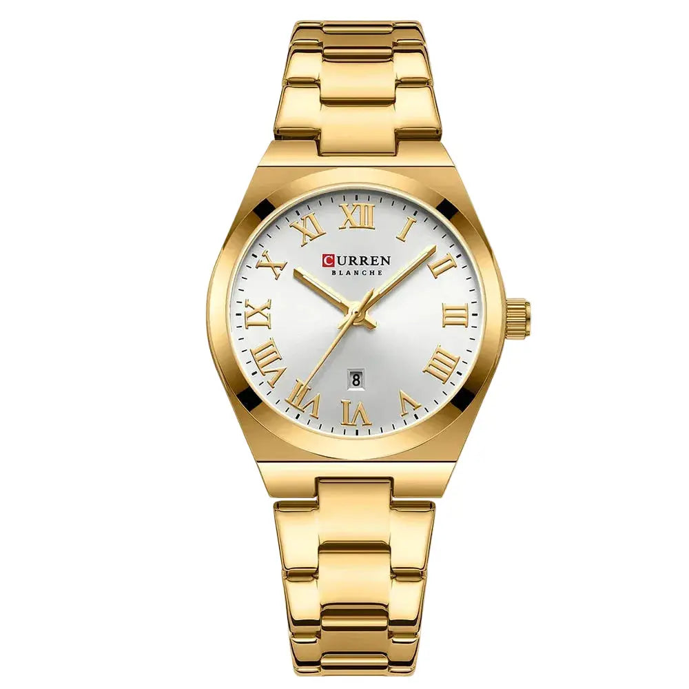 Women Stainless Steel Watch - Waterproof Analog Bracelet With Date Display by Adornity