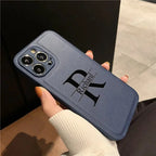 Personalized Customized Initials Name Case For iPhone 17 16 15 14 13 12 11 Pro Max Plus Big Letter Laser Engraving Leather Cover by Hegichi