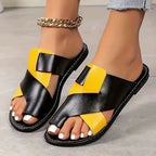 Ladies' flat sandals, color blocked toe sandals, casual summer outdoor sandals by Hegichi