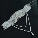 Pearl Tassel Necklace – Multi-Layered Vintage Pearl Jewelry With Teardrop Pendant by Adornity