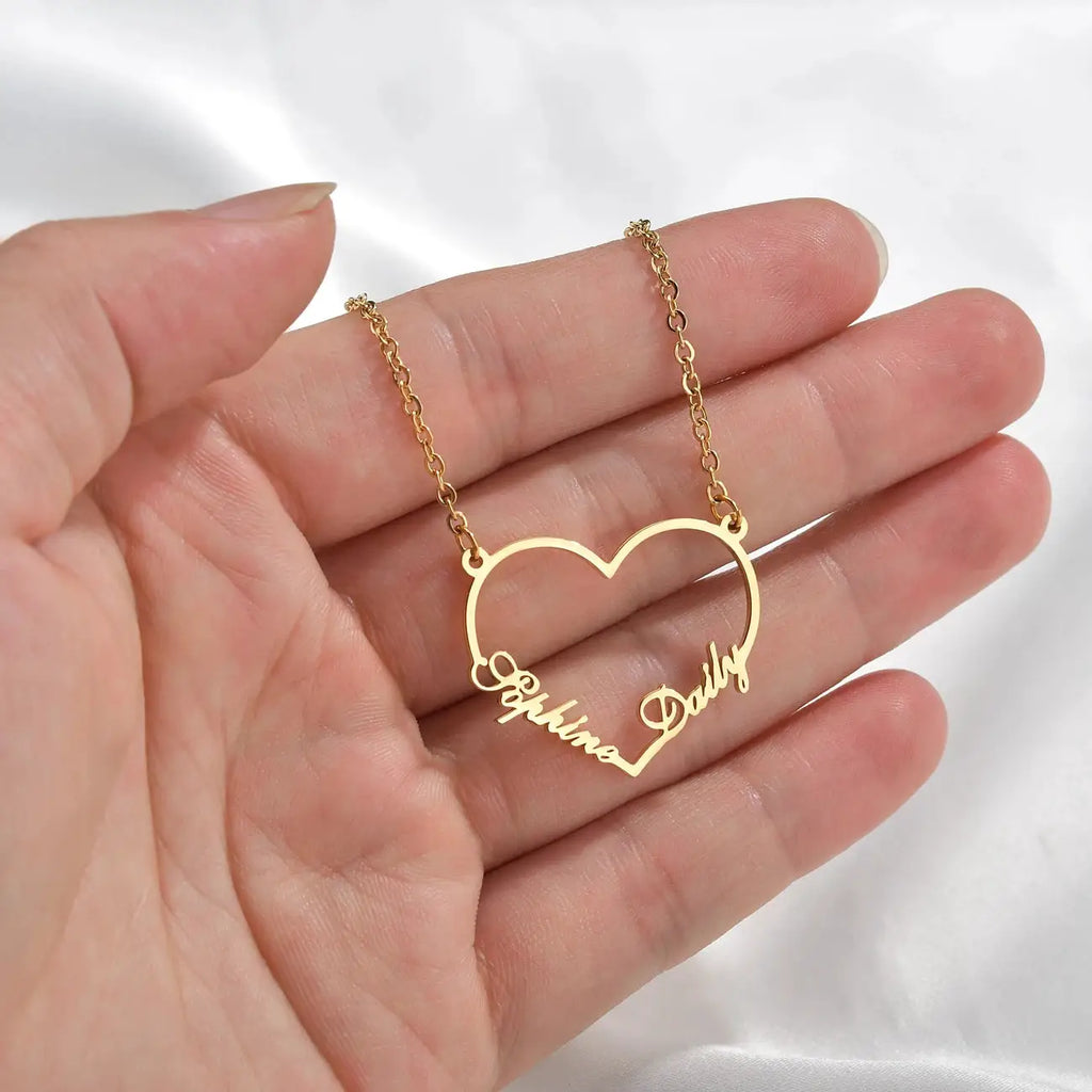 Atoztide Personalized Custom Rose Heart Name Necklaces for Women Stainless Steel Pendant Choker Link Chain Birthday Jewelry Gift by Hegichi