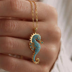 Seahorse Pendant Necklace | 18K Gold Plated Stainless Steel with Zircon Inlay, Jewelry for Women by Adornity