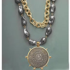 Coin Pendant Necklace - Large British Penny Collectibles Charm With Figaro Chain by Adornity