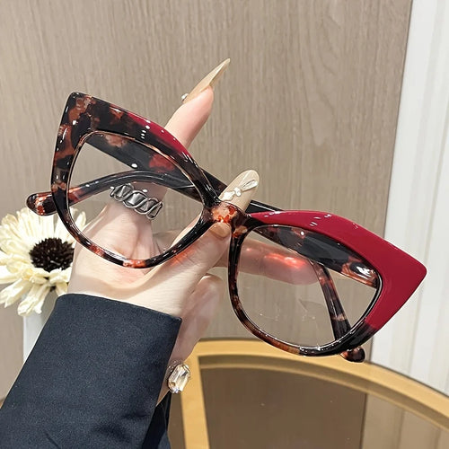 Cat Eye Glasses - Retro Style Color Block Glasses with Blue Light Blocking by Adornity