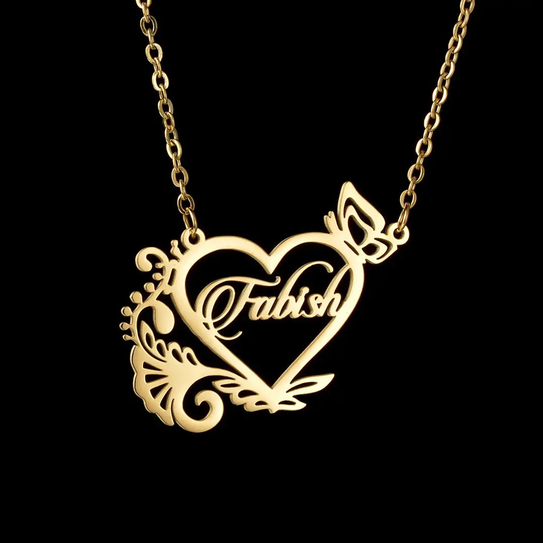 Atoztide Personalized Custom Rose Heart Name Necklaces for Women Stainless Steel Pendant Choker Link Chain Birthday Jewelry Gift by Hegichi