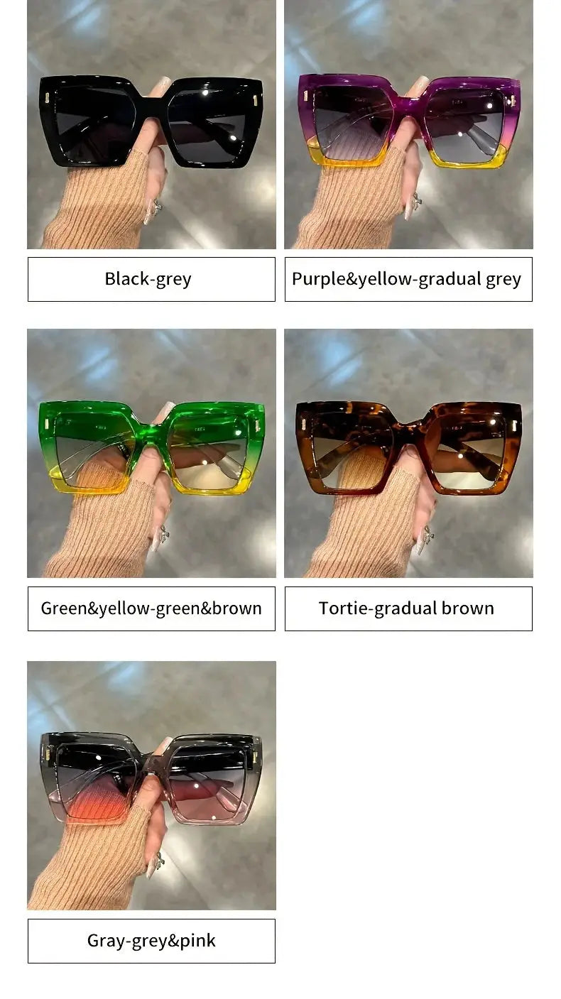 Chic Square Frame Sunglasses – Gradient Lenses UV400 by Adornity